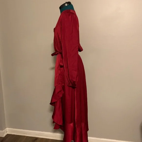 Amazon Silky Asymmetrical Hem Wrap Dress - Picture 2 of 4